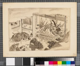 Scener fra krigen mellem Japan og Korea, slutningen af det 18. og første halvdel af det 19. århundrede (blæk og lavering på papir)