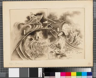 Scener fra krigen mellem Japan og Korea, slutningen af det 18. og første halvdel af det 19. århundrede (blæk og lavering på papir)