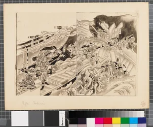 Scener fra krigen mellem Japan og Korea, slutningen af det 18. og første halvdel af det 19. århundrede (blæk og lavering på papir)