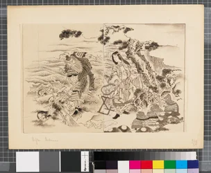 Scener fra krigen mellem Japan og Korea, slutningen af det 18. og første halvdel af det 19. århundrede (blæk og lavering på papir)