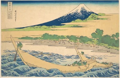 Tago-bugten nær Ejiri på Tōkaidō (Tōkaidō Ejiri Tago no ura ryaku zu), fra serien »De 36 udsigter over Fuji« (Fugaku sanjūrokkei)
