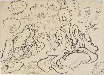 Forskellige ansigter, Edo-periode, ca. 1830.