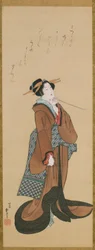 Kvinde holder en tobakspibe, ca. 1814-1815.