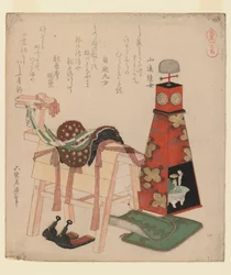 Træhest, fra serien Horses, 1822 (træbloktryk, surimono)