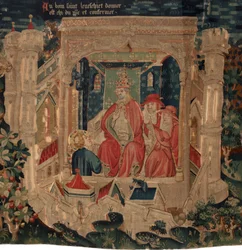 Historien om Saint Piat og Saint Eleuthère, også kaldet Arras gobelin. Bestilt fra kanon Toussaint Prier, kapellan for hertugen af Bourgogne, slutningen af det 14.-begyndelsen af det 15. århundrede (tapet)