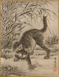 Kat, der fanger en frø, ca. 1887.