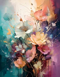 Farverige, maleriske blomster
