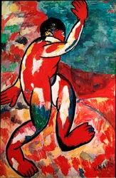 Bademandens maleri af Kasimir Malevic (Malevich, Malevitch) (1878-1935) 1910 Dim. 105x69 cm Amsterdam, Stedelijk Museum