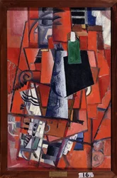 En kvinde ved klaveret (A Woman at the Piano). Maleri af Kasimir Severinovich Malevich (Malevich, Malevic) (1878-1935), olie på lærred