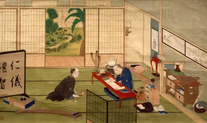 Studie af kalligraf, af Kawahara Keiga (1786-cirka 1860), akvarel, Japan, japansk civilisation, begyndelsen af 1800-tallet