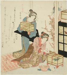 Feeding the Myriad Bird (Momochidori), fra serien "The Story of Three Birds (Sanchoden)"