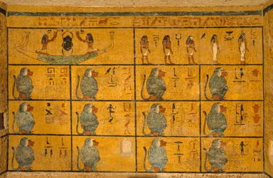 Bavianer, vægmaleri i Kong Tutankhamons grav; KV52, Kongernes Dal, Theben..., 2003 (foto)