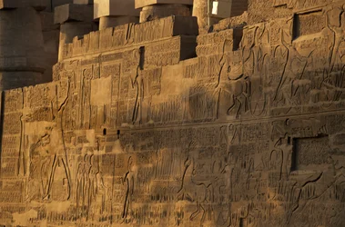 Karnak-templet, slaget ved Kadesh, nordvæggen, relief af Ramses II, hittitterne