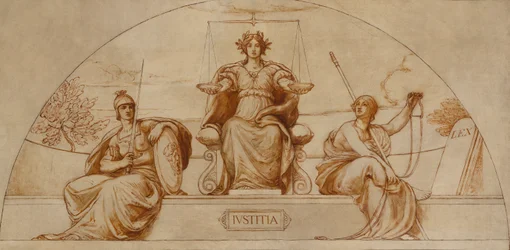 Tegneserie til vægmaleri i Minnesota State Capital, "Institute of Justice"