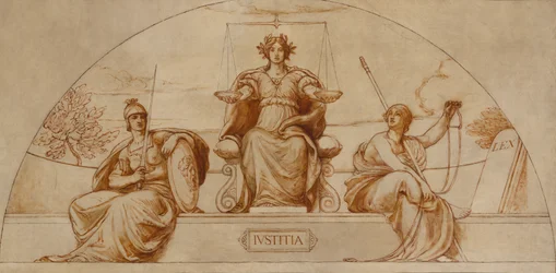 Tegnefilm til vægmaleri af Minnesota State Capital, Institute of Justice, ca. 1904.
