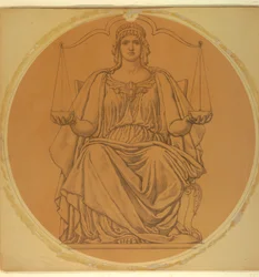 Undersøgelse for "Justice," Lunette i Hudson County Courthouse, Jersey City, NJ