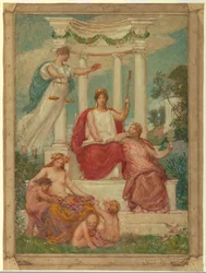 The Beneficence of the Law, Design for Mural ved Essex County Court House, Newark, NJ