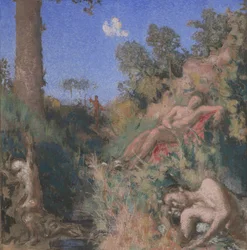 Badende, ca. 1903 (pastel og akvarel på pap)