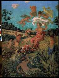 ""Fete champetre, ete"" (Landsfestival, sommer) Maleri af Ker-Xavier (Ker Xavier) Roussel (1867-1944) 1911-1913 Nabis Moskva, Pushkin Museum