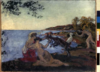 Mytologisk mønster. Maleri af Ker Xavier Roussel (1867-1944), ca. 1903. Olie på pap. Nabis. Størrelse: 47x62 cm. Eremitagemuseet, Sankt Petersborg (Saint-Petersburg)