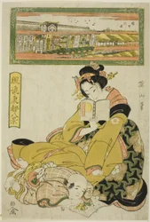 Teaterdistriktet i Sakai-cho (Sakai cho shibai), fra "Fashionable Eight Views of the Eastern Capital (Furyu Toto hakkei)"