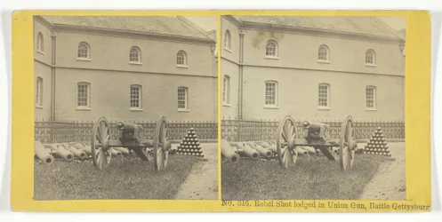 Rebel Shot indgivet i Union Gun, Battle Gettysburg, 185575. Skabere: Kilburn Brothers, BW Kilburn.