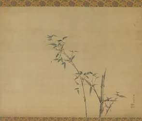 Bambusstængler med grene og løv, Edo-periode, 1800-tallet.