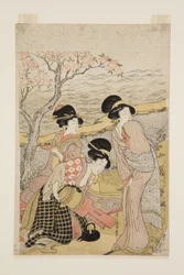 A Sake Party by the Sea (træbloktryk i farver)