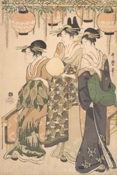 Kurtisaner under en Wisteria-arbor..., ca. 1795.