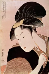 Portræt af kvinde japansk tryk af Utamaro Kitagawa (1753-1806)