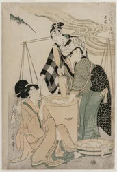 Settsu-provinsen fra serien Fashionable Six Jewel Rivers Furyu Mu Tamagawa, ca. 1804.