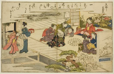 Shell-matchende spil, fra den illustrerede bog "Gaver fra Ebb Tide (Shiohi no Tsuto)"