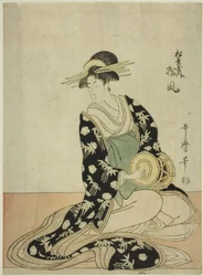 The Courtesan Matsukaze of the Matsubaya, fra en unavngiven serie af kurtisaner fra Matsubaya som fem musikere