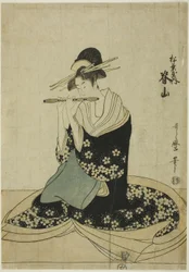 Courtesan Seyama fra Matsubaya, fra en unavngiven serie af kurtisaner fra Matsubaya som fem musikere