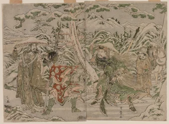 Vinterscene fra Romance of the Three Kingdoms, ca. 1790.