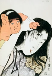 Yamauba og Kintaro, populære figurer fra japansk folklore, ukiyo-e kunsttryk af Kitagawa Utamaro (1753-1806), træsnit, japansk civilisation, Edo-periode