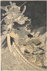Minamoto Yoshitsune og hans beholder, munken Benkei..., slutningen af det 18. århundrede.