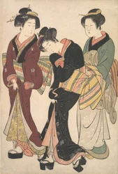 To geishaer og en stuepige, ca. 1790.