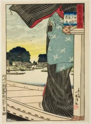 Fjernsyn over Matsuchi Hill set fra Sumida-floden (Sumidagawa yori Matsuchiyama enkei) fra serien "A Hundred Views of Musashi Province (Musashi hyakkei no uchi)"