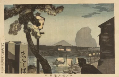 Fuji-bjerget i skumringen fra Edo-broen