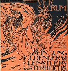 Forside til februarnummeret 1898 af Ver Sacrum, tidsskriftet for Art Nouveau Sezession-bevægelsen ...
