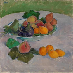 Stilleben med frugter og blade. 1910