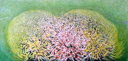 Glorious Entry, 2011 (østlig gouache på rispapir)
