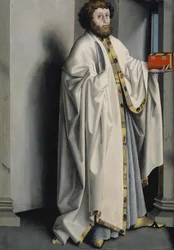 Saint Bartholomew fra Heilspiegel-altertavlen, ca. 1435 (blandede medier på egetræspanel)