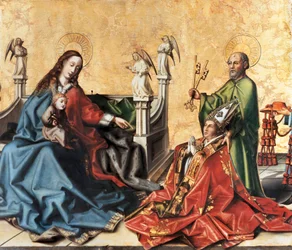 Præsentationen af kardinal af Mies til jomfruen. Maleri af Konrad Witz, ca. 1444