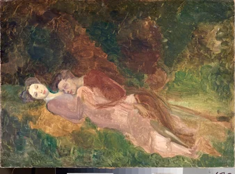 Lovers (Lovers) - Maleri af Konstantin (Konstantin) Andreevich Somov (1869-1939), olie på lærred