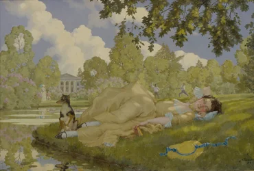 Sovende kvinde i en park, 1922