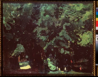 En park. Maleri af Konstantin (Constantin) Andreyevich Somov (1869-1939), olie på lærred