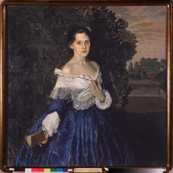 En kvinde i blåt (Portræt af Jelisaveta Martynova). Maleri af Konstantin Andrejevich Somov (1869-1939)