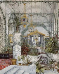 Interiør af Vinterpaladset. Kejserinde Alexandra Fyodorovnas vinterhave, 1860